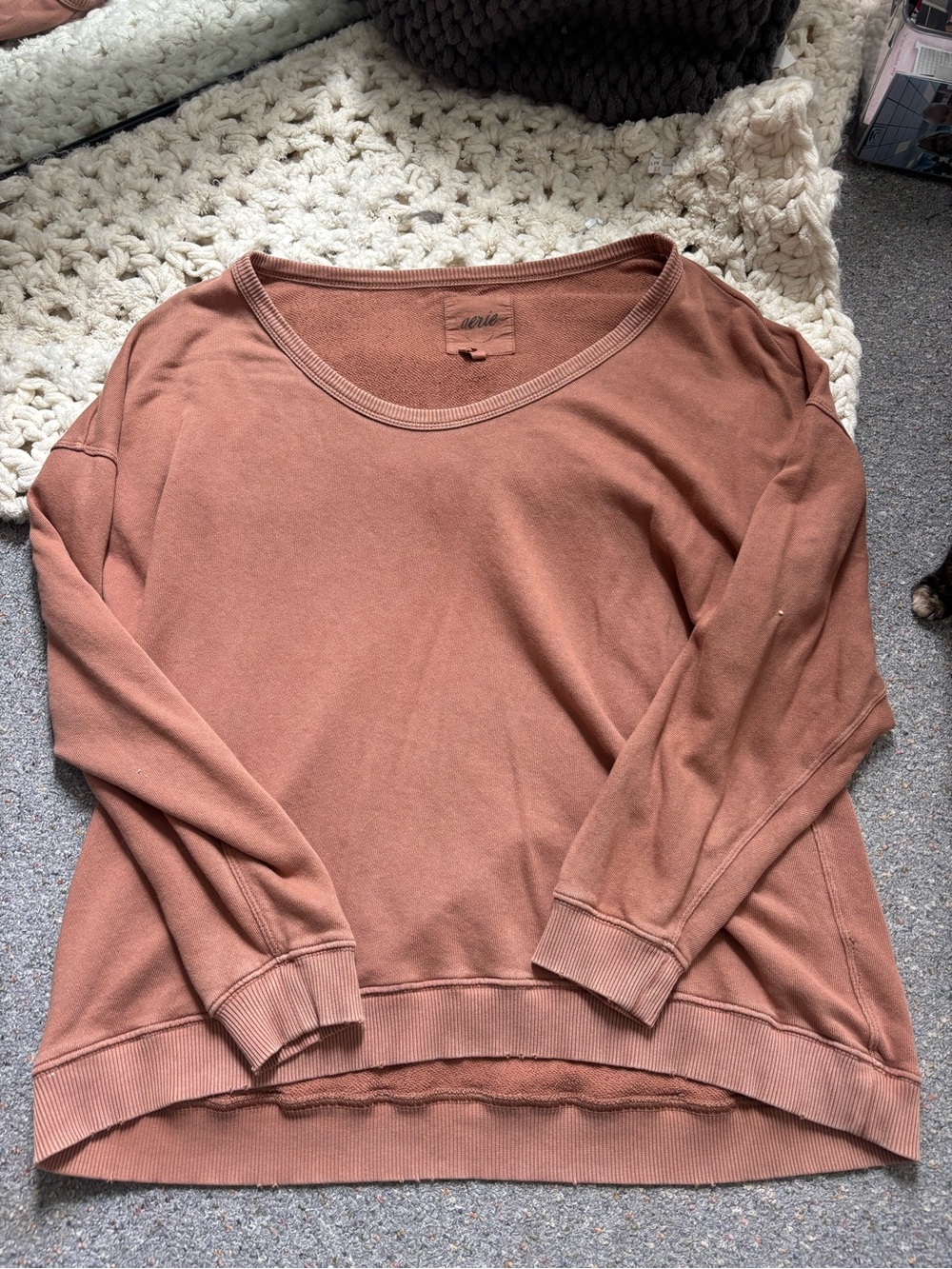 aerie Scoop-Neck Pullover Sweater - Rusty Terracotta